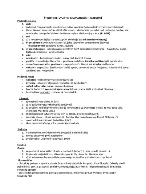 Ilustrácia slovenských gramatických kategórií