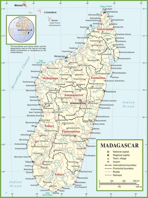 Mapa Madagaskaru s vyznačením Cape East