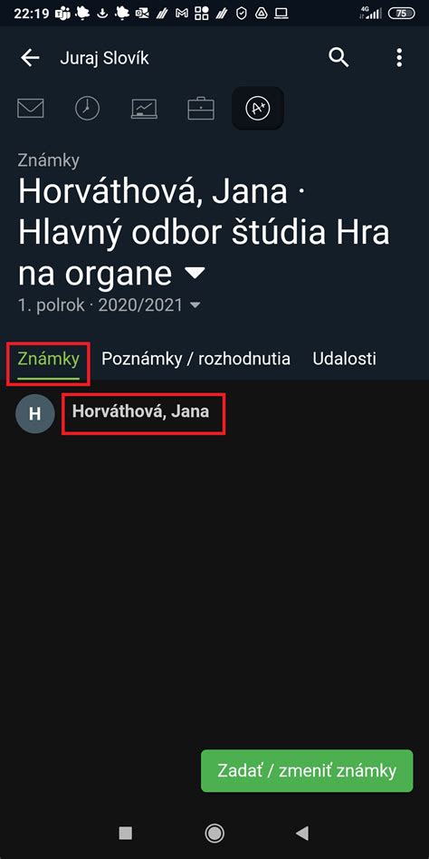 Rozhranie softvéru na zadávanie známok