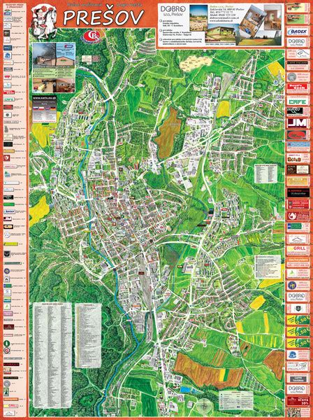 Mapa Prešova s vyznačenou ulicou Tarasa Ševčenka a okolím