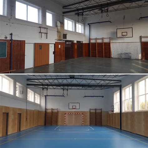 Diagram porovnávajúci stav pred a po rekonštrukcii komunitného centra
