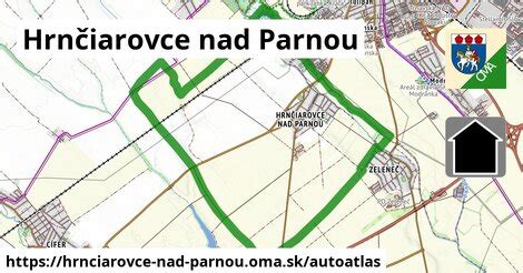 Mapa obce Hrnčiarovce nad Parnou s vyznačenou polohou voči Trnave