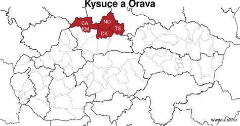 mapa regiónu Orava s vyznačenou Trstenou