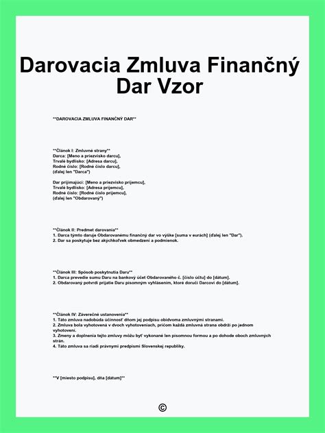 Ilustrácia darovacej zmluvy