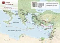 Mapa znázorňujúca šírenie kresťanstva v ranom období