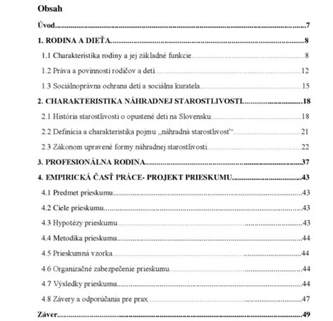 Štruktúra diplomovej práce