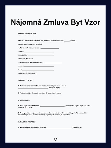 Ilustrácia nájomnej zmluvy na byt