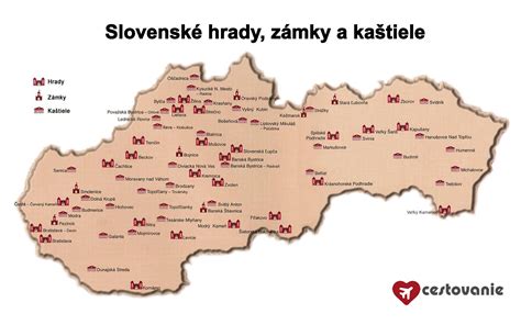 Mapa Slovenska s vyznačenou polohou Oponického hradu