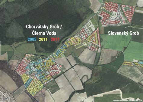 Mapa Chorvátskeho Grobu a okolia s vyznačenou Čiernou Vodou