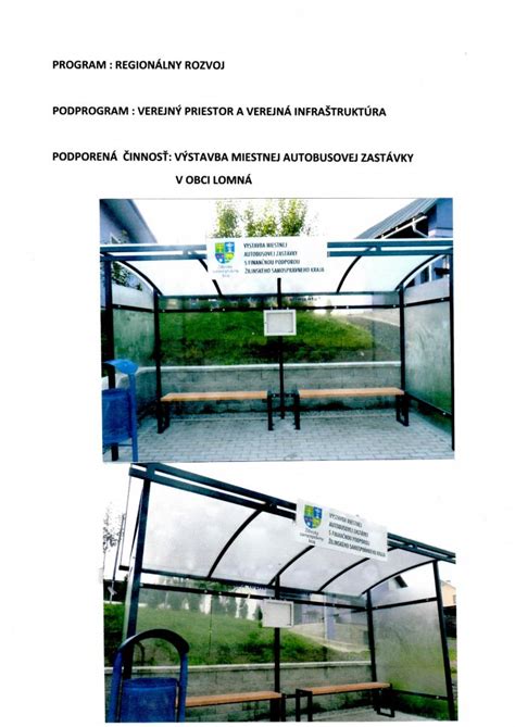 Fotografia miestnej autobusovej zastávky v Rovinke