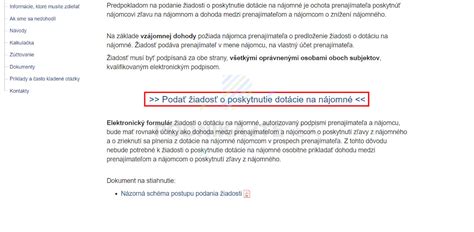 Proces podávania žiadosti o dotáciu na nájomné