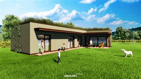 Architektonická vizualizácia rodinného domu s priestrannou záhradou