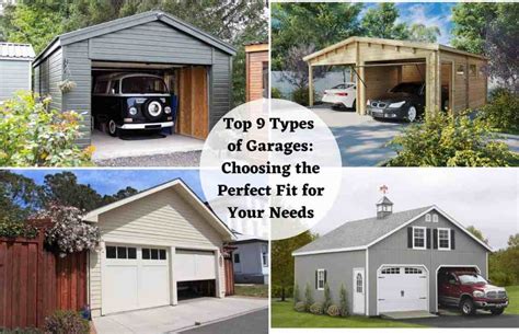 Diagram showing different types of garages: freestanding, underground, sectional