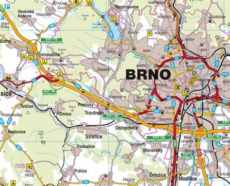 Mapa Brna s vyznačenou mestskou časťou Líšeň