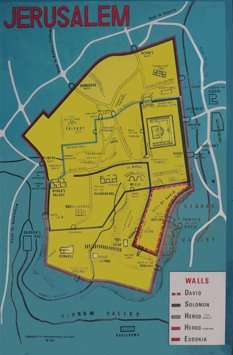 Mapa Jeruzalema s vyznačenými pútnickými miestami
