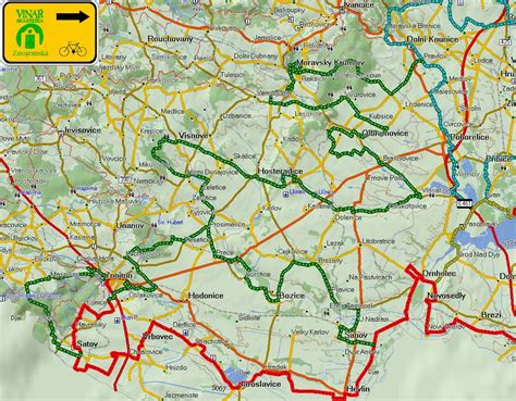Mapa cyklotrasy popri rieke Morave s vyznačenými potenciálnymi stavebnými pozemkami v okolí