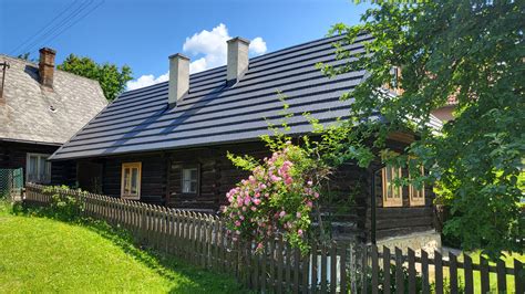 drevenica v zasneženej krajine