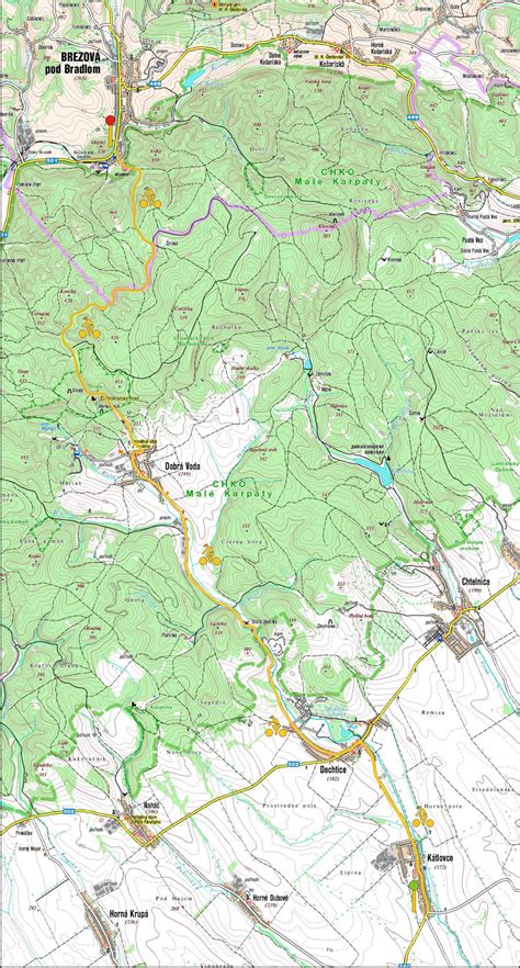 Mapa územia Brezovej pod Bradlom s vyznačenou lokalitou vodnej nádrže