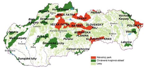Mapa Slovenska s vyznačeným Národným parkom Muránska planina