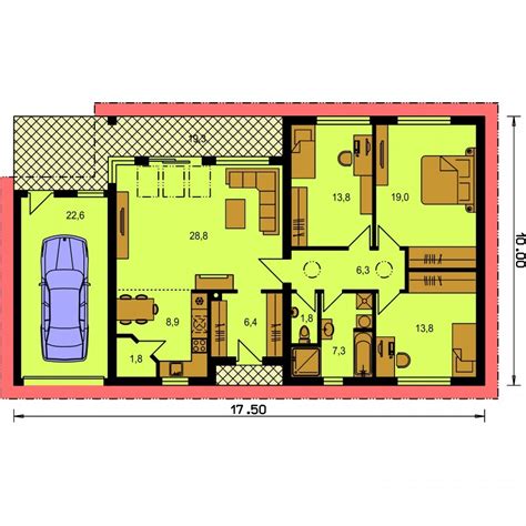 Pôdorys rodinného domu s garážou