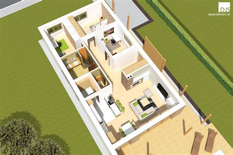 Pôdorys bungalovu pre úzke pozemky