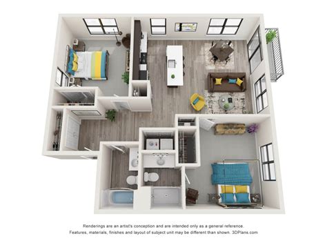 Infographic showing different types of apartments (studio, 1-bedroom, 2-bedroom)
