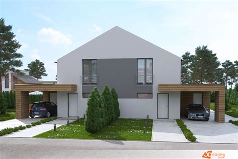 Dvojgaráž s modernou fasádou domu