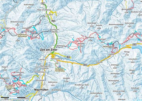 Mapa lyžiarskych stredísk v okolí Zuberca