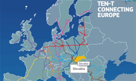 Infografika znázorňujúca koridory TEN-T s vyznačeným prepojením v Bratislave