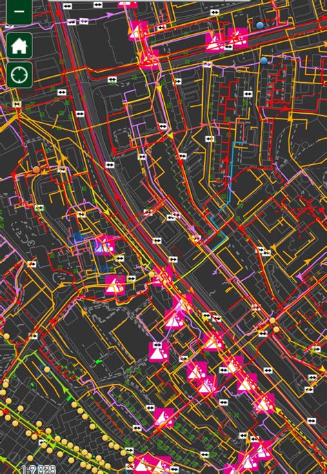 Mapa Malaciek s vyznačenými inžinierskymi sieťami