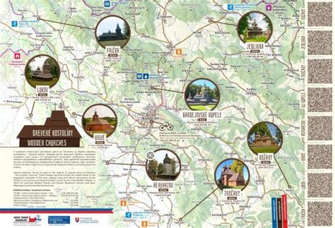 Mapa Prešovského kraja s vyznačenými turistickými atrakciami