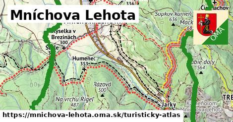 Mapa obce Mníchova Lehota s okolím