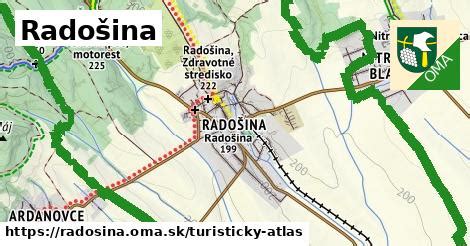 Mapa obce Radošina s vyznačenými lokalitami