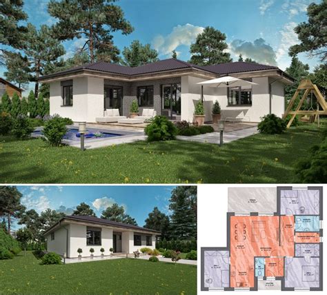 Moderný bungalov s priestrannou terasou a výhľadom do záhrady