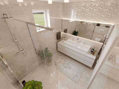 Interiér modernej kúpeľne s vaňou a sprchovacím kútom