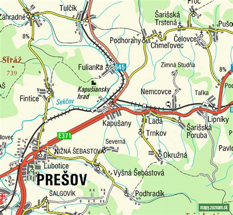 mapa mesta Veľké Kapušany a okolia