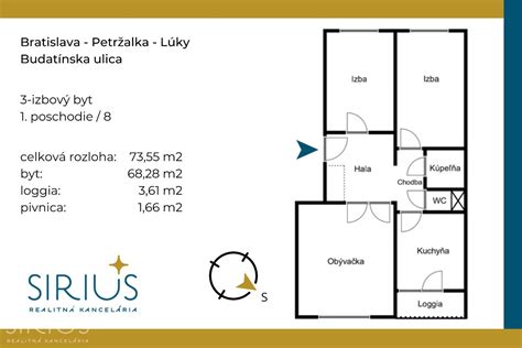 Dispozícia 3-izbového bytu s tromi nepriechodnými izbami