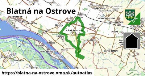 Mapa obce Blatná na Ostrove s vyznačenými zónami