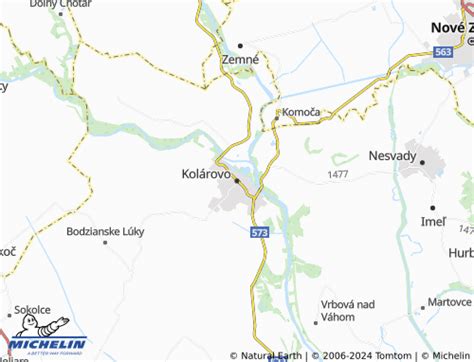 Map of Kolárovo and its surroundings