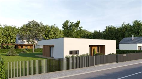 moderný bungalov s dreveným obkladom