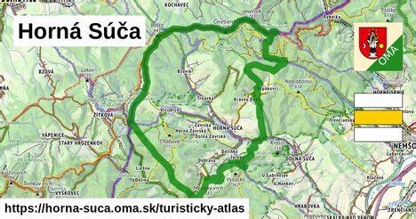 Mapa obce Horná Súča s vyznačenými potenciálnymi stavebnými a rekreačnými zónami