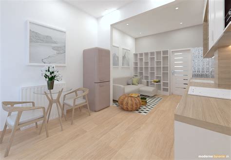 Ilustrácia komunitného bývania so spoločnou kuchyňou a obývacou izbou