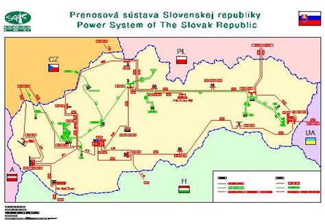 Mapa s vyznačenými distribučnými spoločnosťami elektrickej energie na Slovensku