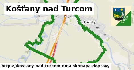 Mapa obce Košťany nad Turcom a okolia