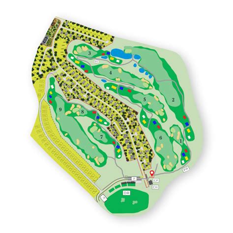 Mapa areálu Royal Valley Golf Club s vyznačenými etapami