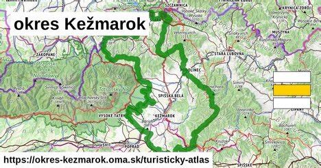 Mapa okresu Kežmarok s vyznačením Malého Slavkov a Vysokých Tatier