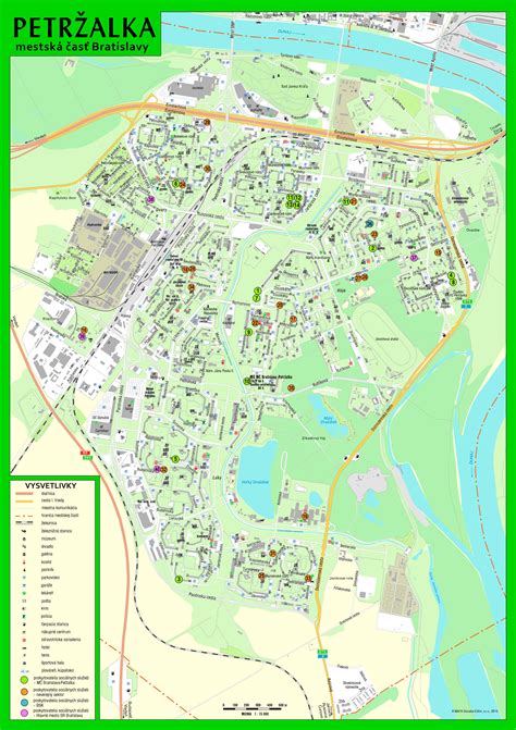 Mapa Bratislavy s vyznačenou mestskou časťou Petržalka