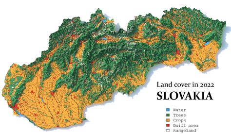 Map of Slovakia with agricultural land
