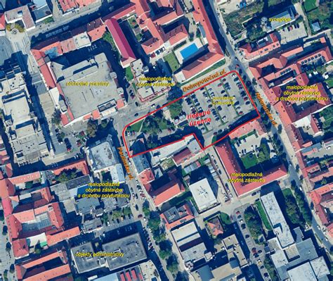 Mapa s vyznačenou lokalitou bytového domu v Prešove