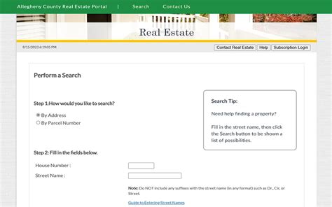 Screenshot of a real estate portal homepage